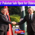 PM Shehbaz Sharif shakes hands with a Chinese official in front of Pakistan and China flags, symbolizing strengthened bilateral investment ties.