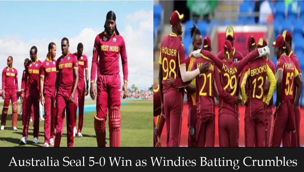 West Indies cricket team looking dejected after a 5-0 series loss to Australia.