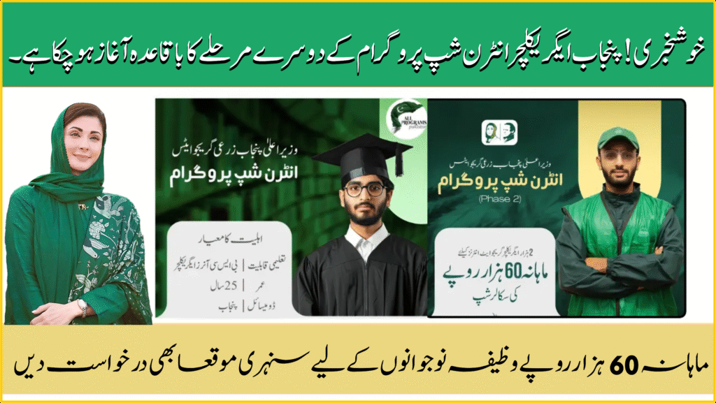 CM Punjab Paid Internship Program for Agriculture Graduates 2025 second phase with monthly stipend of Rs. 60,000 for Punjab youth.