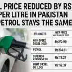 Fuel price update chart showing diesel price reduced in Pakistan with petrol prices unchanged, effective August 16, 2025.