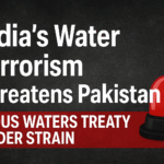 News poster on India’s water terrorism threatening Pakistan under the Indus Waters Treaty.