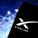 Starlink Direct-to-Cell satellite connectivity logo on smartphone screen, representing global no-dead-zone mobile coverage.