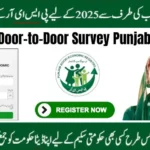Punjab Socio-Economic Registry (PSER) Door-to-Door Survey Punjab 2025 registration poster with Maryam Nawaz promoting online and center-based signup.