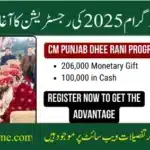 "CM Punjab Dhee Rani Programme poster featuring wedding theme, dowry package items, and government welfare initiative by Maryam Nawaz Sharif in Punjab."