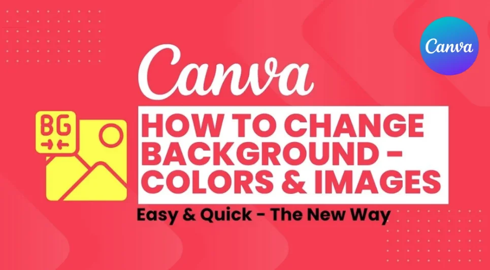 "Step-by-step guide showing how to change background in Canva using colors, gradients, and tools like Magic Edit and Background Generator."