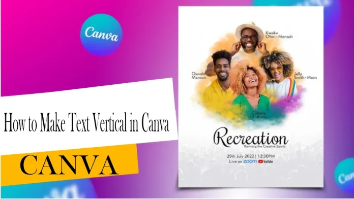 Vertical text in Canva design showing stacked letters for creative poster layout.