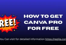 How to Get Canva Pro for Free For All Users Illustration showing how to get Canva Pro for free with Regilia guide
