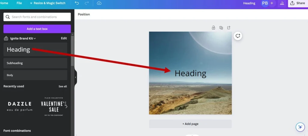 Step-by-step demonstration of how to highlight text in Canva using the background effect for eye-catching designs.