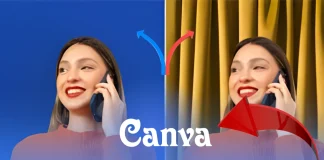 How to Change Background in Canva (Color + Image Tutorial) – 5 Easy & Powerful Steps How to change background in Canva tutorial showing before and after background edit of a woman on call.