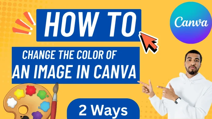Screenshot showing how to change the color of an image in Canva using the Filters option.