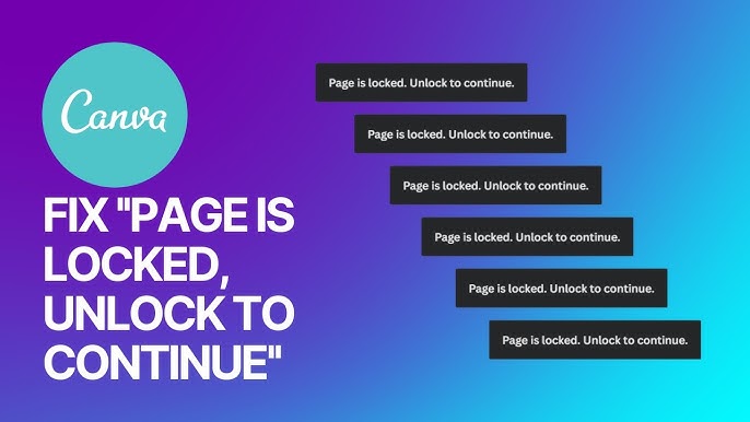 Canva editor showing the lock icon to lock and unlock design pages.